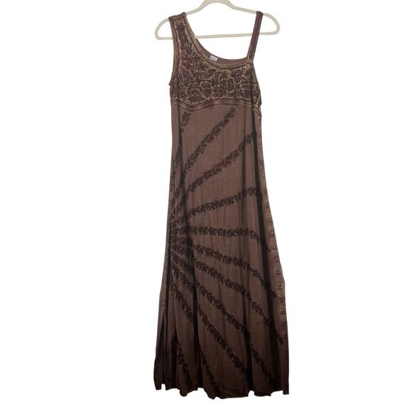 Free Size Large Embroidered Maxi Dress Boho Western Fairy Grunge Whimsical - Picture 1 of 9